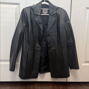 Shaver Lake Genuine Leather Blazer Black
